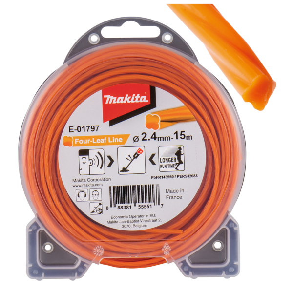 Żyłka nylonowa „Koniczyna” 2,4 mm x 15 m Makita E-01797 Żyłka nylonowa „Koniczyna” 2,4 mm x 15 m Makita E-01797