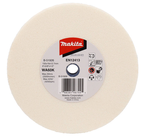 Kamień szlifierski 150 x 16 x 12,7 mm, WA60K Makita B-51926 Kamień szlifierski 150 x 16 x 12,7 mm, WA60K Makita B-51926