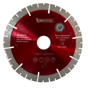 Tarcza diamentowa 120x10x20mm WERTEC WTDC120 Tarcza diamentowa 120x10x20mm WERTEC WTDC120