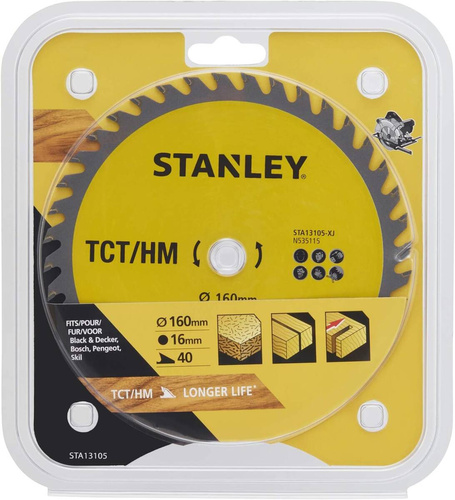 Tarcza do cięcia drewna TCT/HM 160x16 40Z Stanley STA13105-XJ - obrazek 1