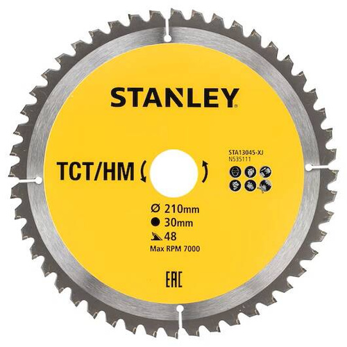 Tarcza do cięcia drewna TCT/HM 210x30 48Z Stanley STA13045-XJ - obrazek 1
