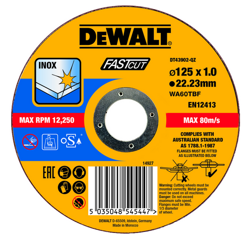 Tarcza do cięcia stali nierdzewnej 125×1,0x22,23 mm Dewalt DT43902-QZ